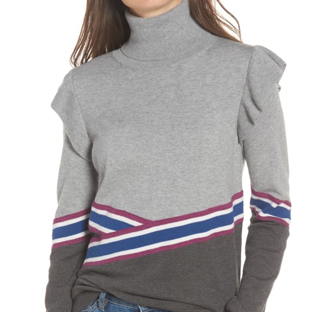 Nordstrom HINGE Colorblock Turtleneck Sweater